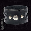 Men Black Leather Wide Bracelet
