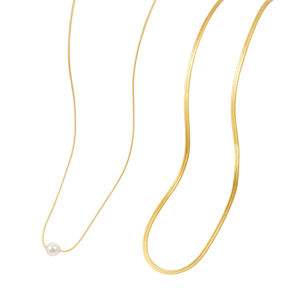2pcs/Set Fashion Faux Pearl Decor Gold Chain Necklace For Women