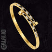 Women Stainless Steel Fashionable Black Stripe Nail Cuff Bracelet