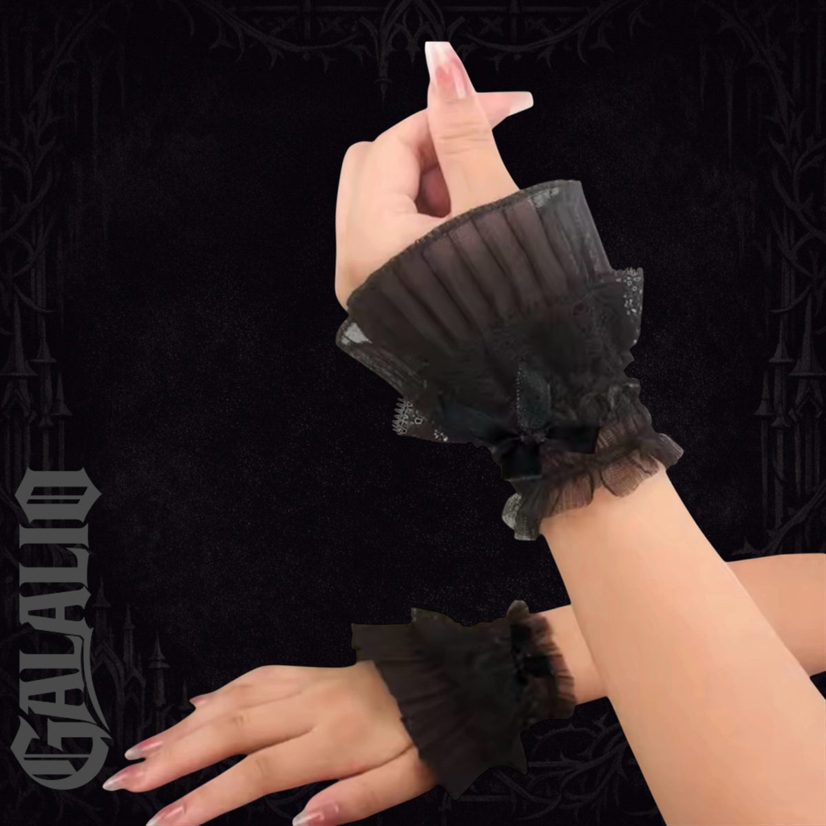 Gothic Lace Lolita Hand Wrist Cuffs Bowknot