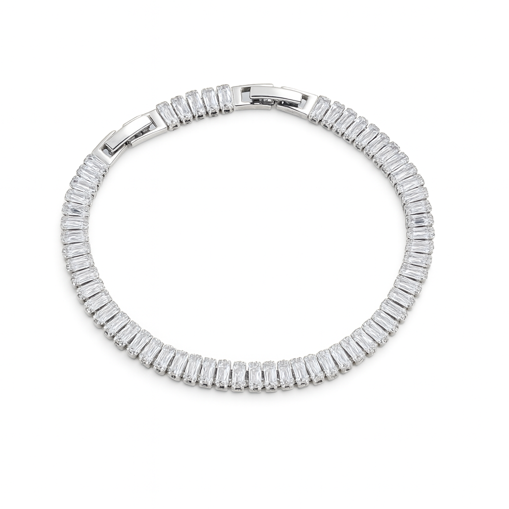 Women Silver Fashion Statement Cubic Shiny Bracelet