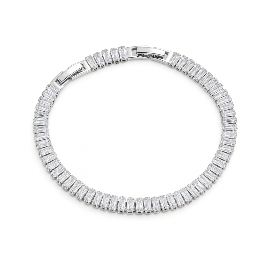 Women Silver Fashion Statement Cubic Shiny Bracelet