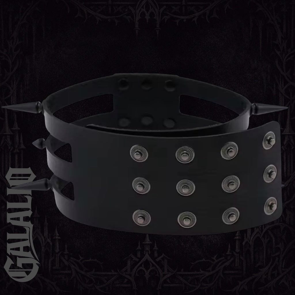 Women Fashion Black Rivet Leather Bondage Spike Goth Choker Necklace