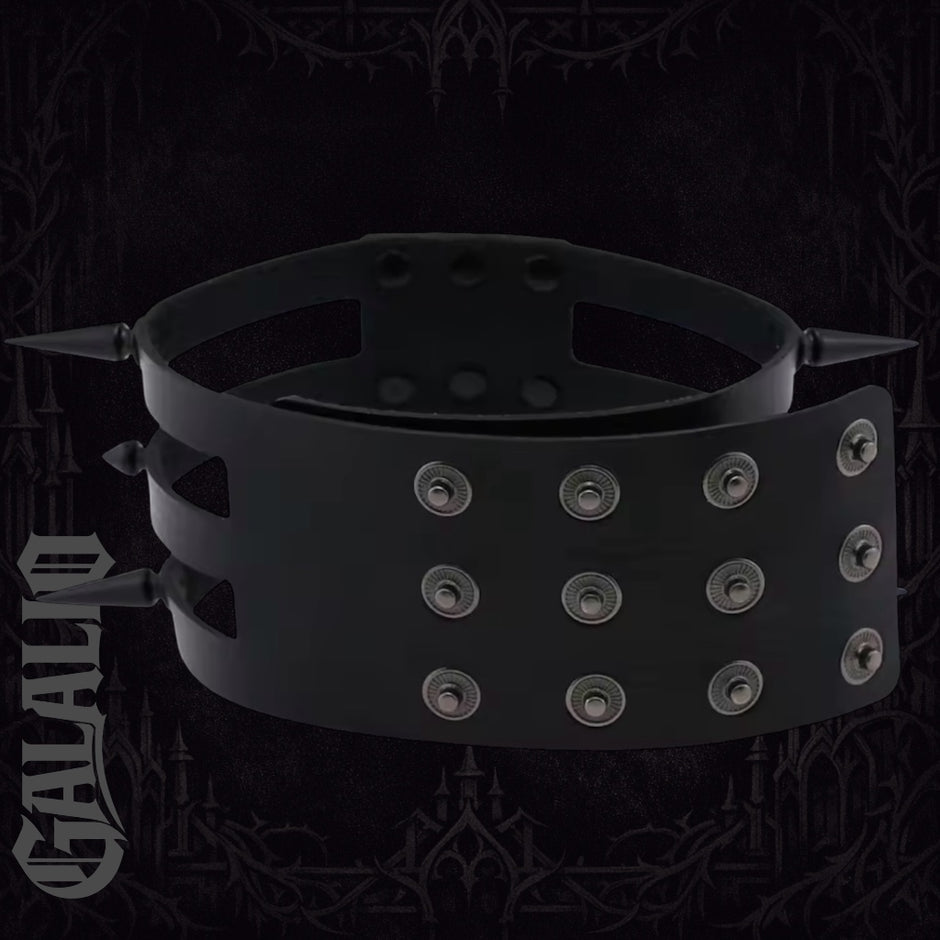 Women Fashion Black Rivet Leather Bondage Spike Goth Choker Necklace