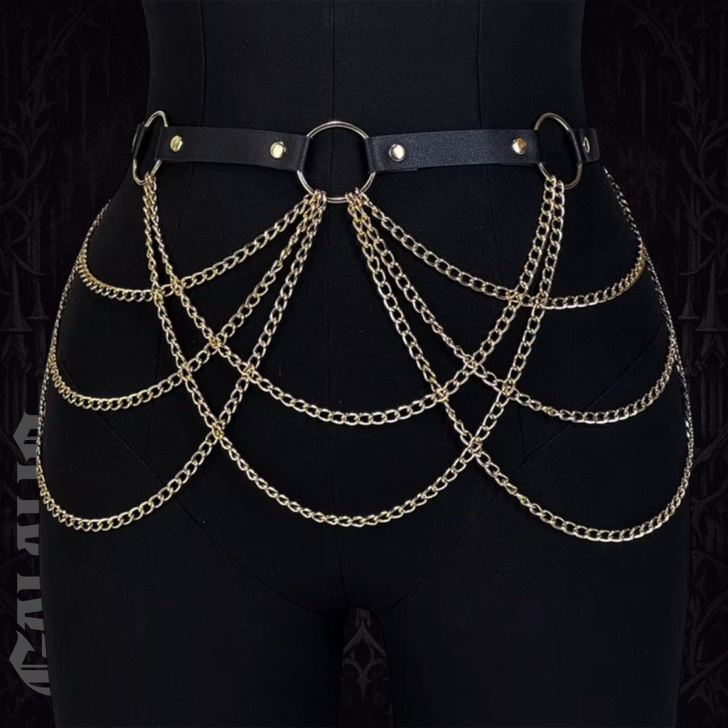 Women Fashion Belt Tassel Gold Chain Street Style Chain Harness