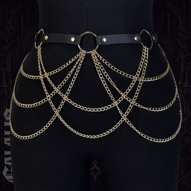 Women Fashion Belt Tassel Gold Chain Street Style Chain Harness