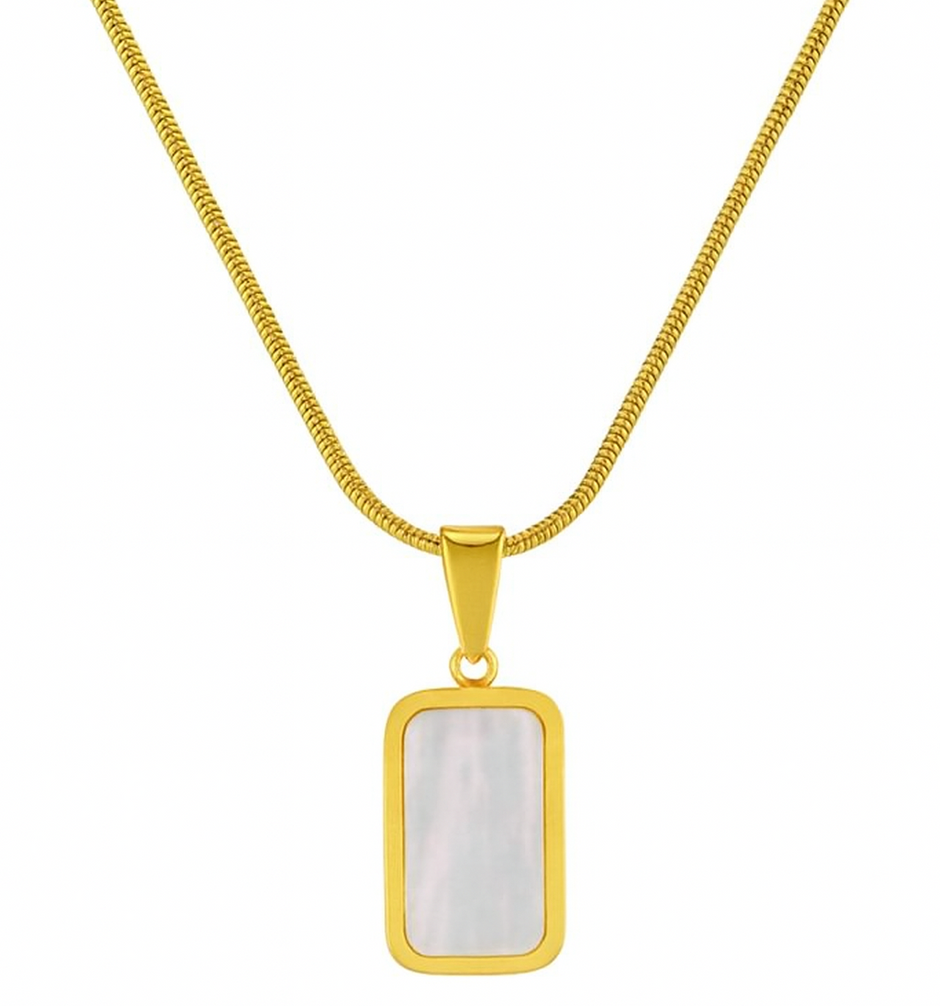 Women Double Sided Black-Silver Pendant Stainless Steel Necklace