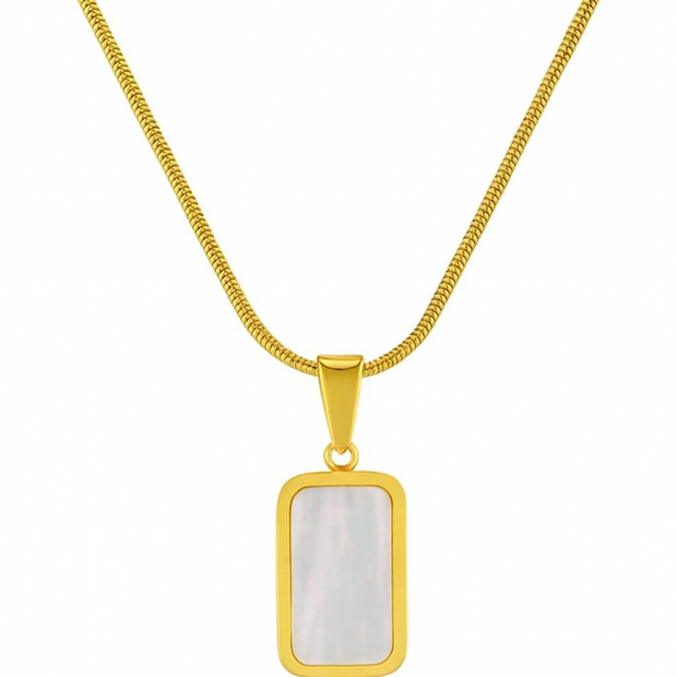 Women Double Sided Black-Silver Pendant Stainless Steel Necklace