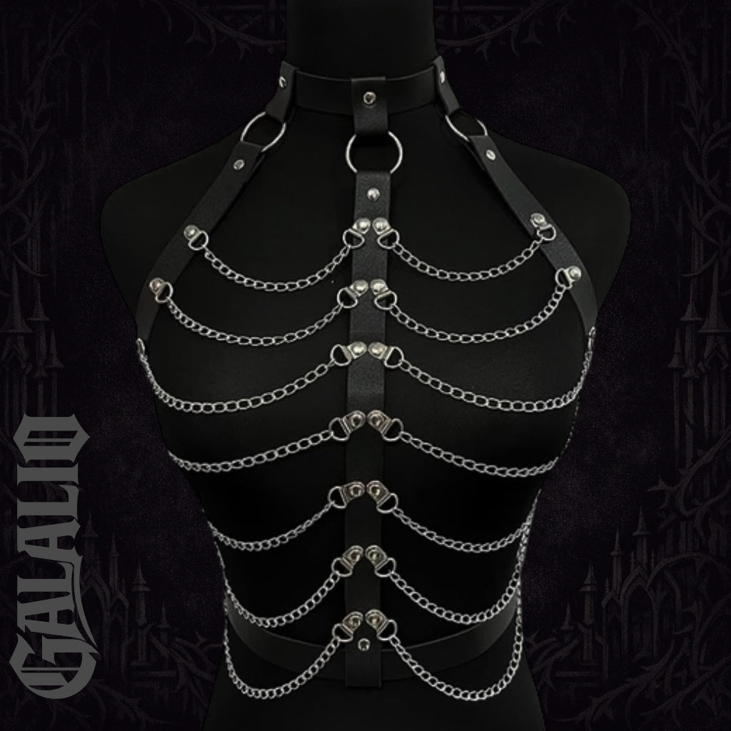 Women Leather & Metal Chain Body Harness