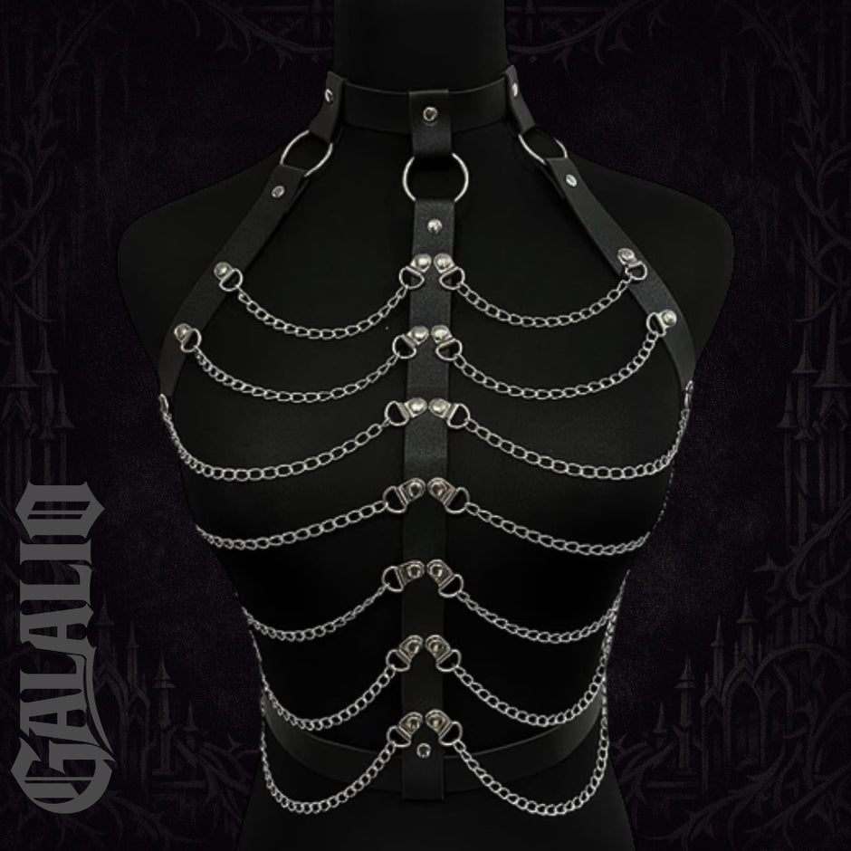 Women Leather & Metal Chain Body Harness
