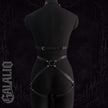Women Sexy Leather Lingerie Cage Bra Straps Leg Harness Set