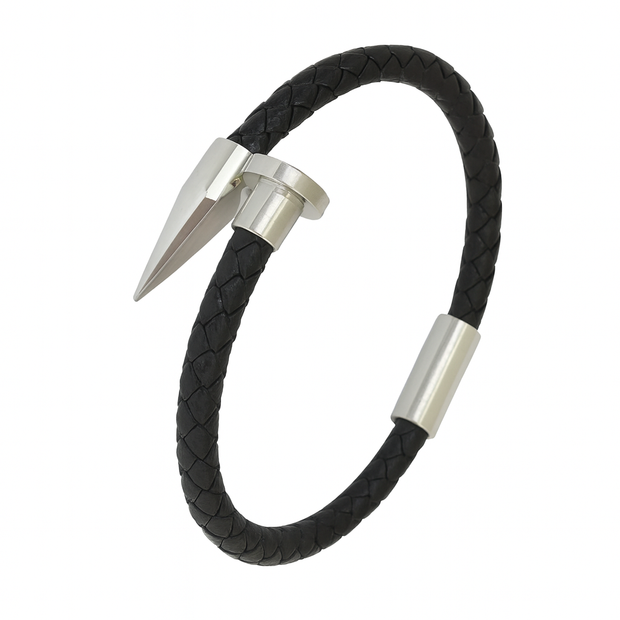 Men Nail Leather Stainless Steel Bracelet