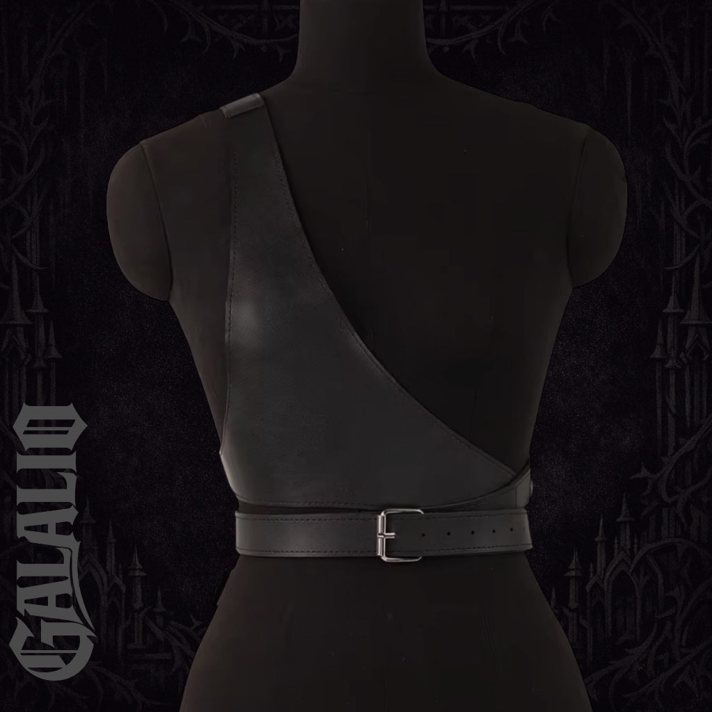 Women Wide Belt Gothic PU Leather Under Bust Corset Harness