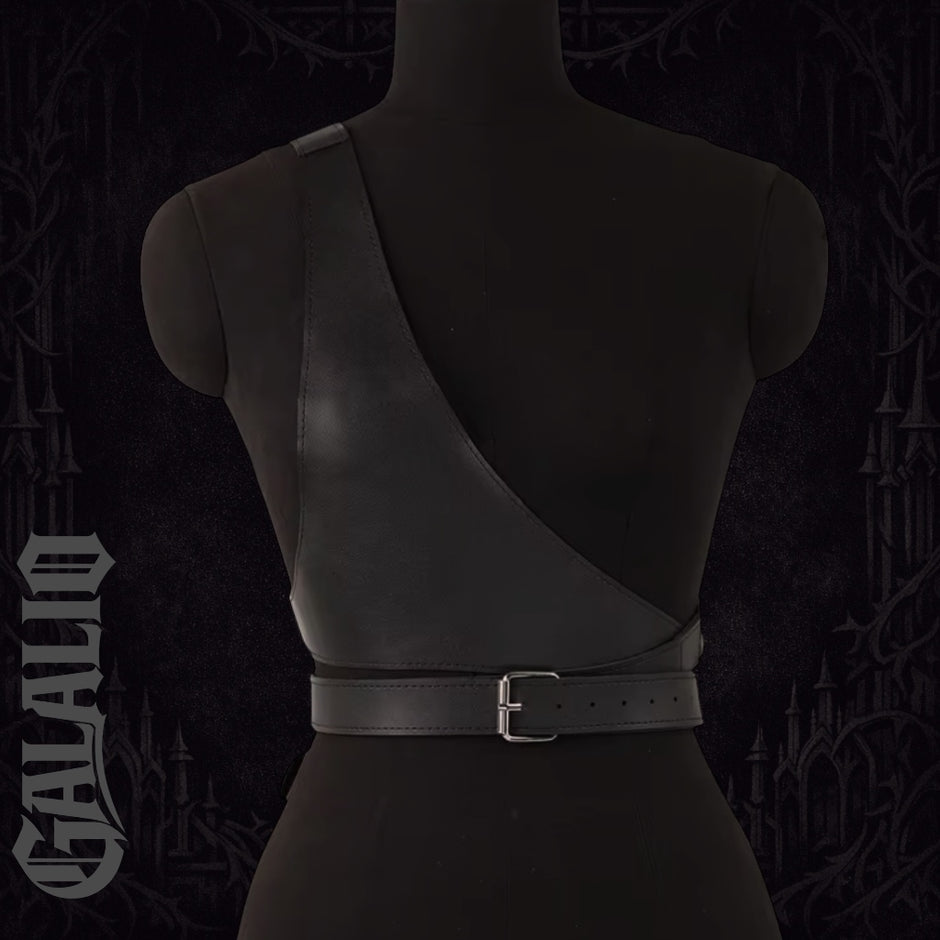 Women Wide Belt Gothic PU Leather Under Bust Corset Harness