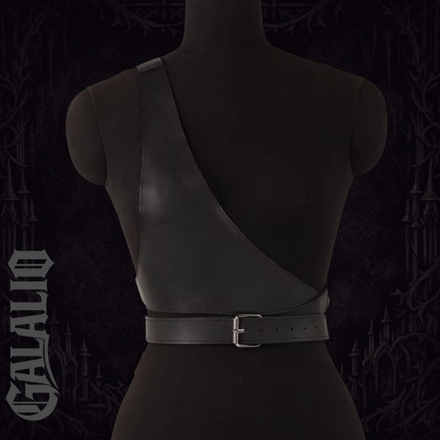 Women Wide Belt Gothic PU Leather Under Bust Corset Harness