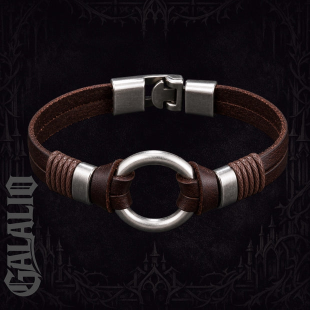 Men Rock Style Metallic Ring Simple Bracelet