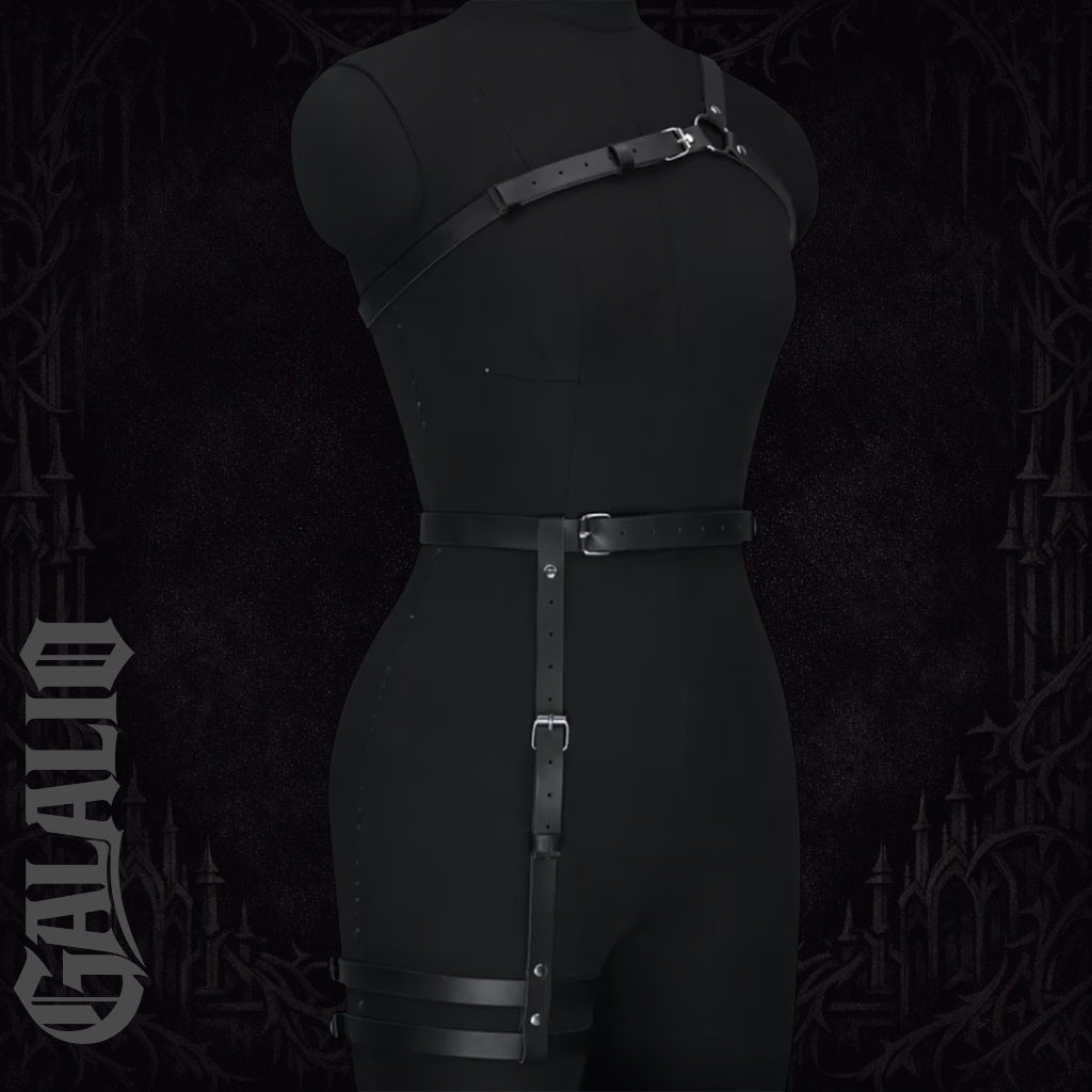 Women Gothic Punk Style PU Leather Body Restraint Set