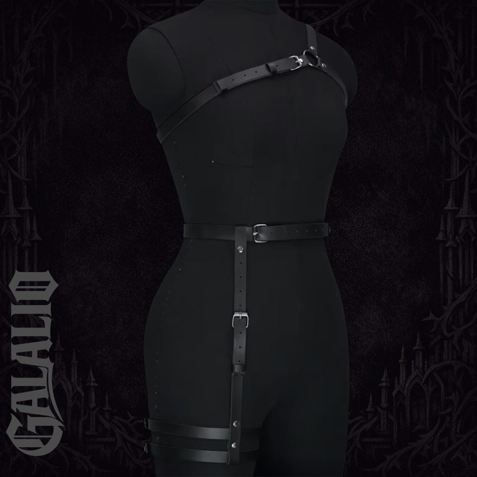 Women Gothic Punk Style PU Leather Body Restraint Set