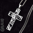 Men Stainless Steel Crown of Thorns Jesus Cross Necklace