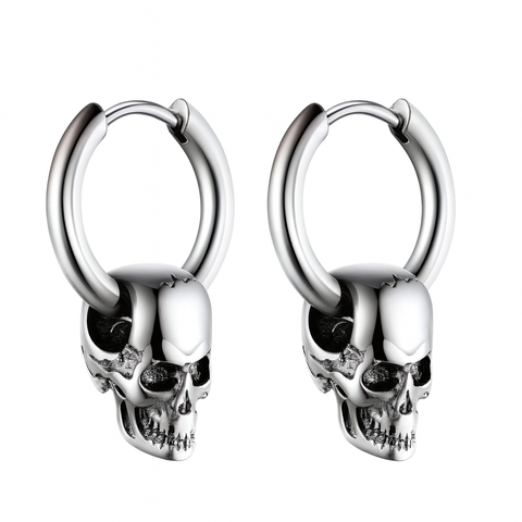 1Pair Men Stainless Steel Vintage Skull Earrings