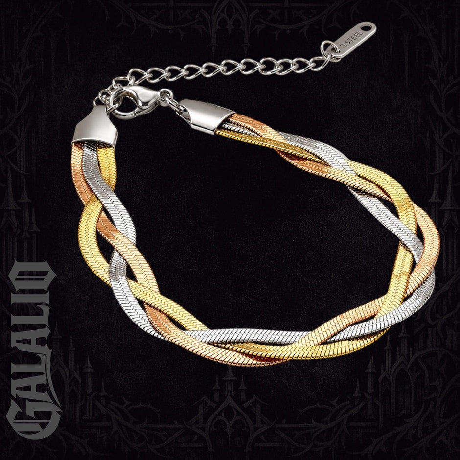 Women Stainless Steel Snake Chain Necklace & Bracelet Set