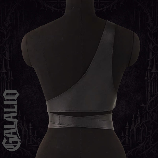 Women Wide Belt Gothic PU Leather Under Bust Corset Harness