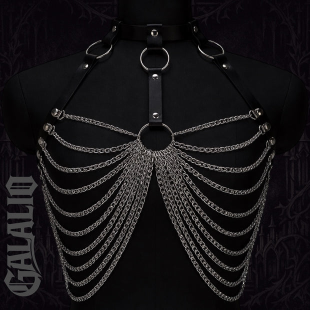 Women Trend Punk Belt Bondage Belt Street Style Silver Chain Suspenders