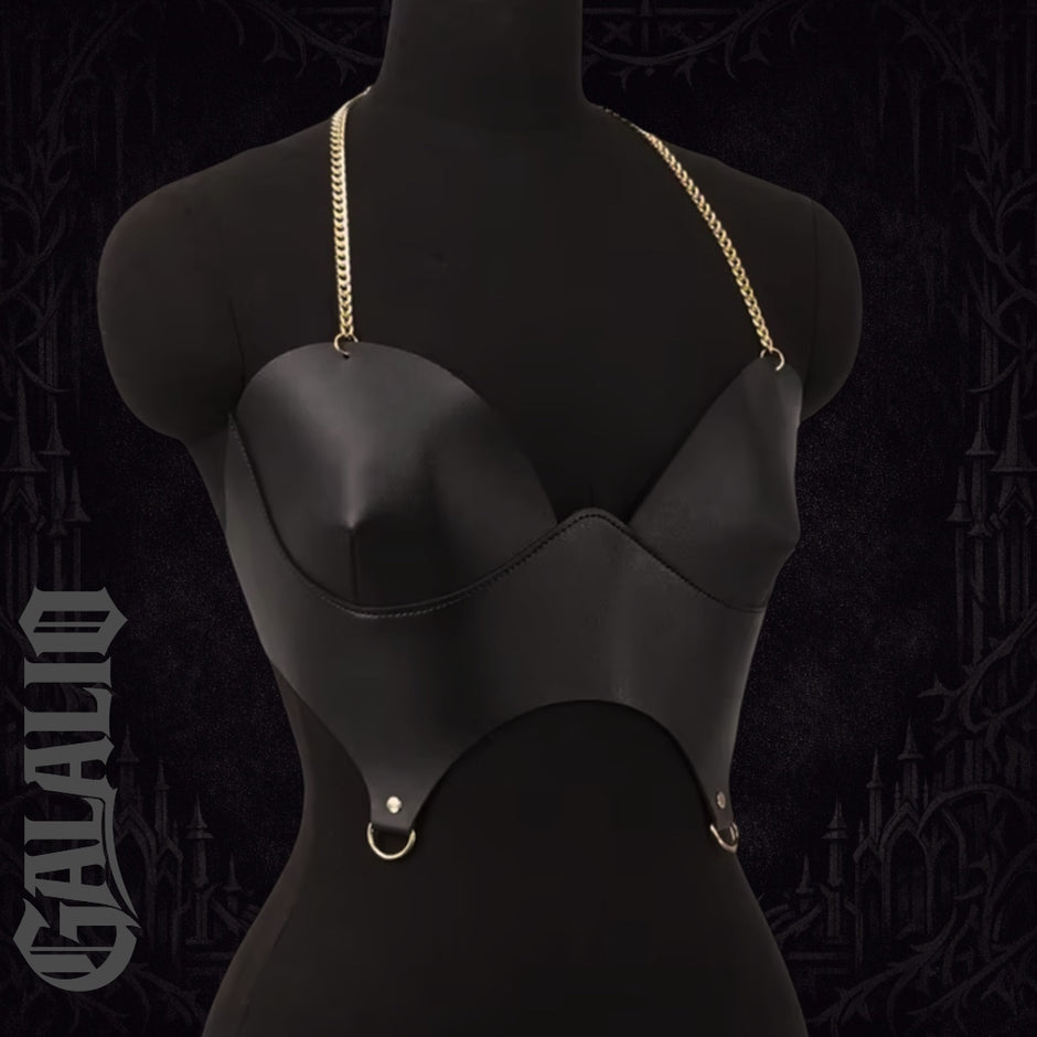 Women Punk Pu Leather Corset Top Black Corset Fashion Corset Harness