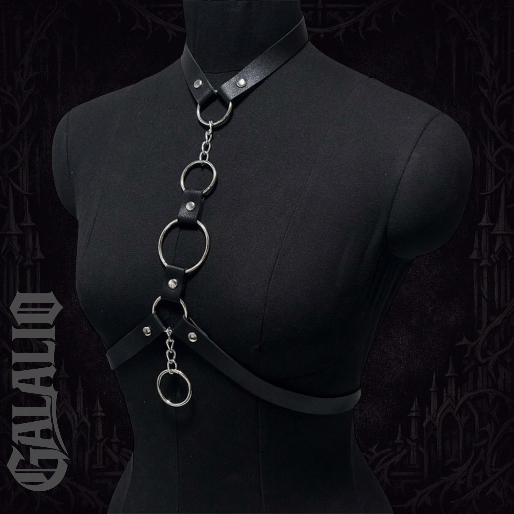 Women Black PU Leather Adjustable Body Harness