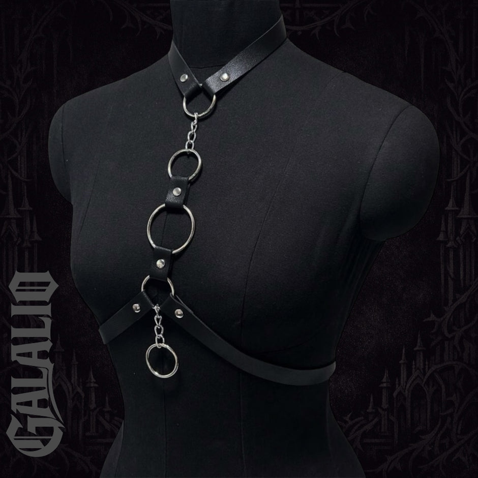 Women Black PU Leather Adjustable Body Harness