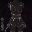 Women PU Leather Full Body Steampunk Removable Cuffs Harness