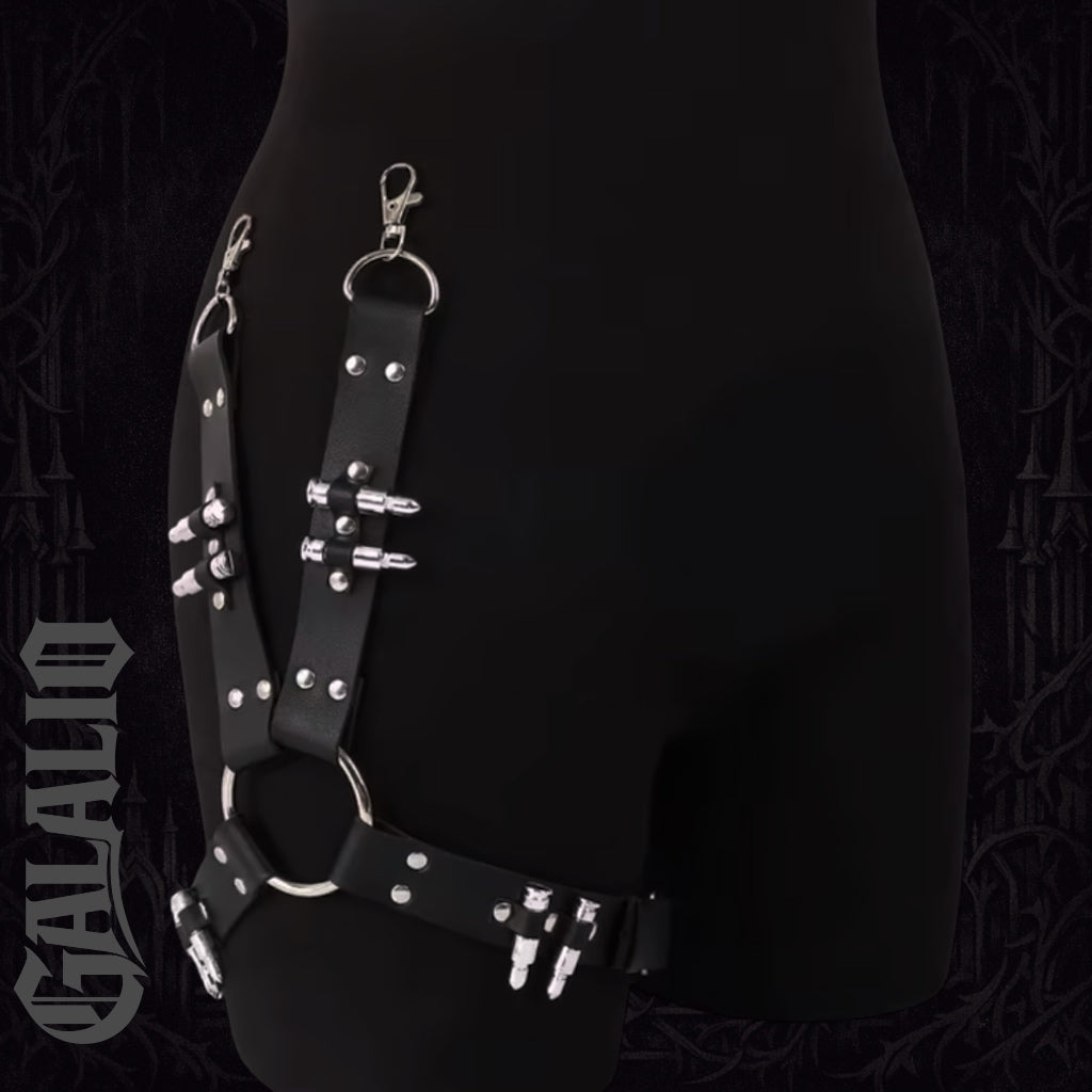 Punk Thigh Garter Belt Black Leather Leg Harness Rave Thigh Strap