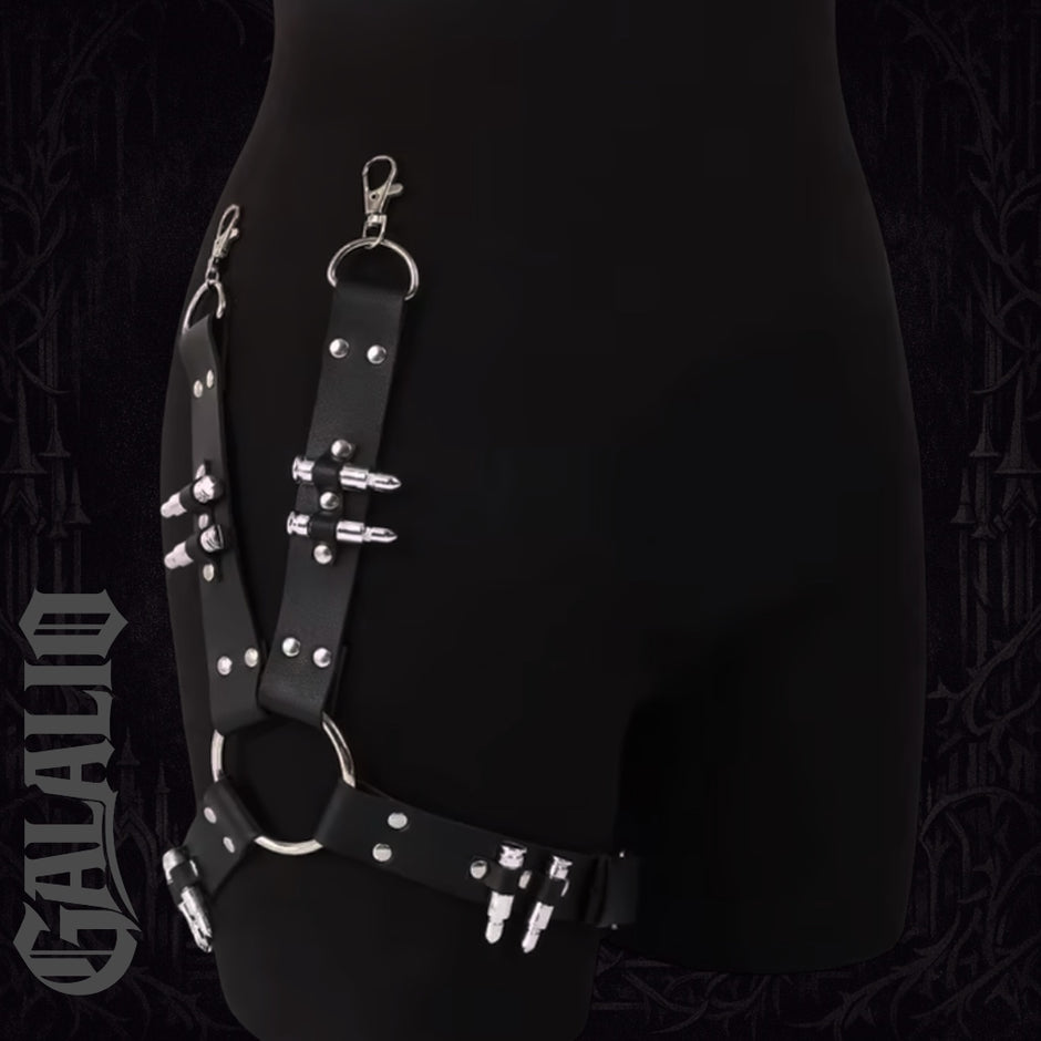 Punk Thigh Garter Belt Black Leather Leg Harness Rave Thigh Strap