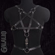 Women Goth Harness Pu Leather Studded Decor Harness Adjustable Harness