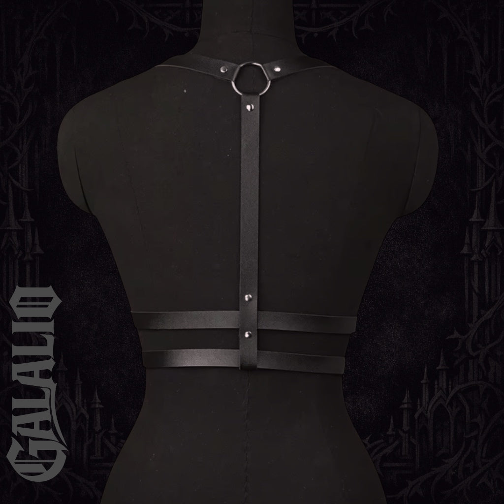 Women Black PU Leather Chest Harness Belt