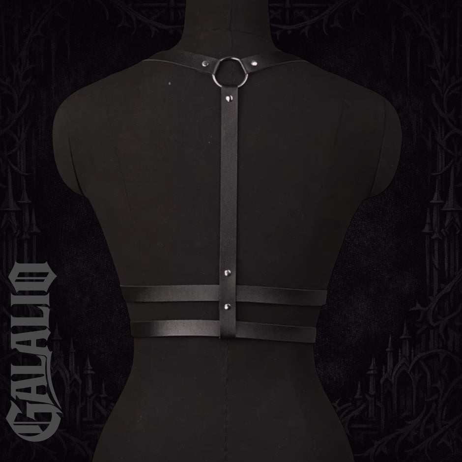 Women Black PU Leather Chest Harness Belt