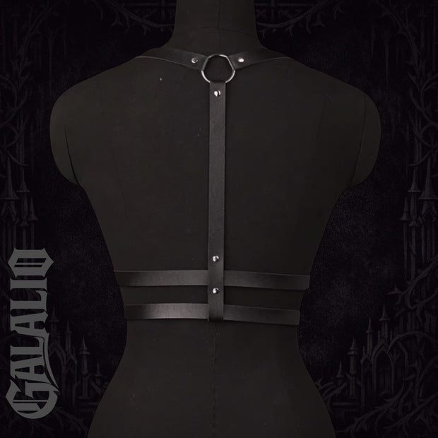 Women Black PU Leather Chest Harness Belt