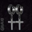 1Pair Men Stainless Steel Cross Design Hoop Earrings