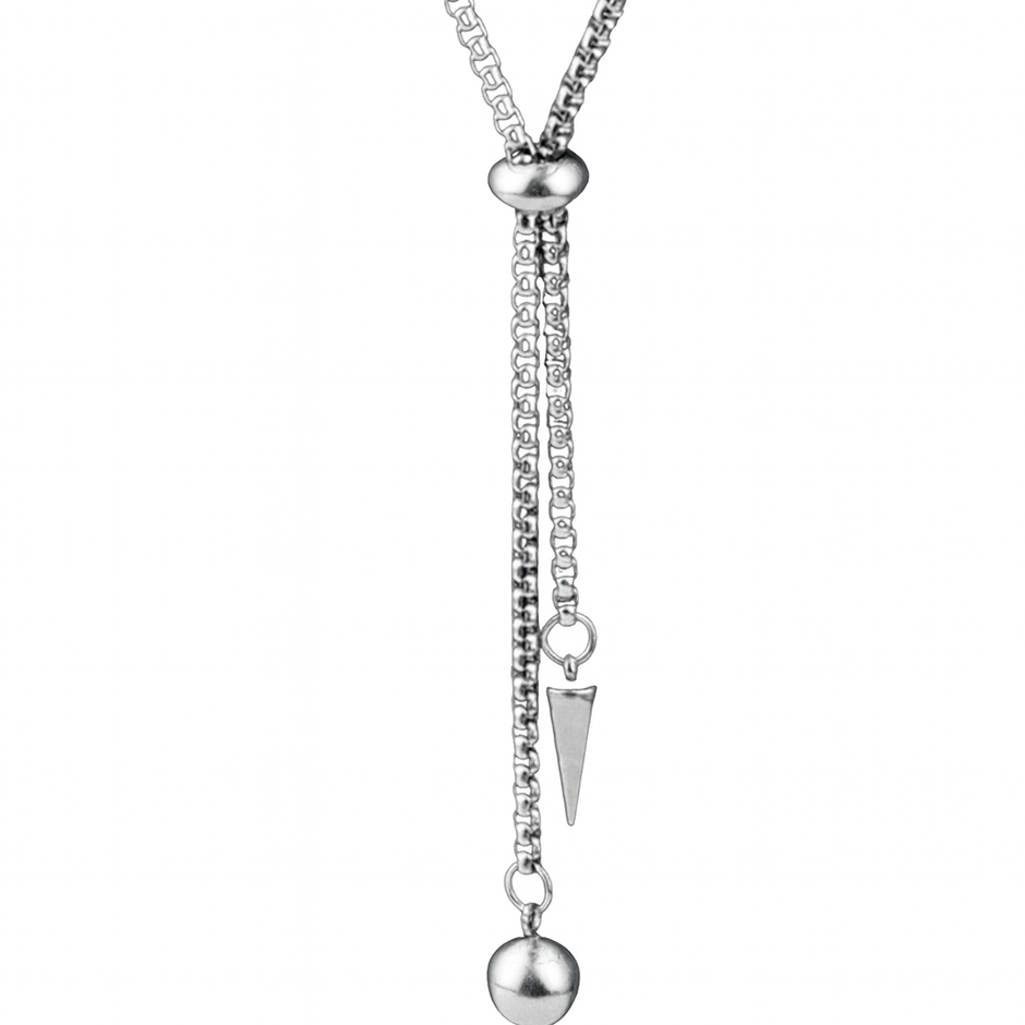 Women Fashionable & Trendy Stainless Steel Stud Ball Pendant Necklace