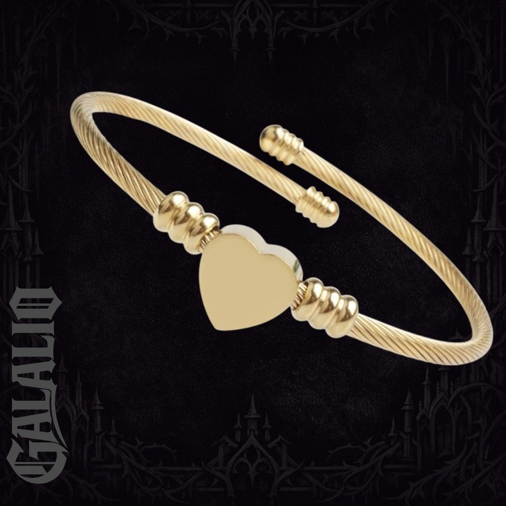 Stainless Steel Cuff Bangle Heart Shape Bracelet