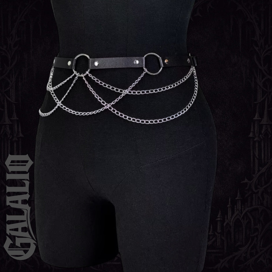 Women Sexy Body Chain PU Leather Waist Chain Harness