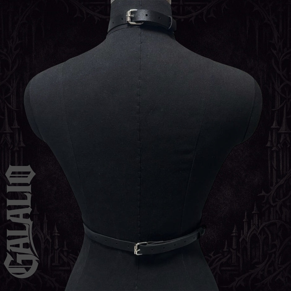Women Black PU Leather Adjustable Body Harness