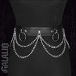 Black PU Leather Layered Chain Waist Body Harness
