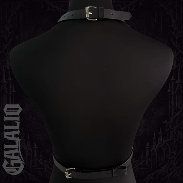 Women Leather Chest Harness With Chains Fashion Belt