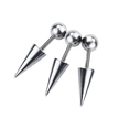 3Pcs/Lot Punk Rock Stainless Steel Spike Helix Stud Earrings