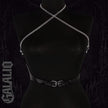 Women Body Black Tie With Shoulder Tassel Chain Harness