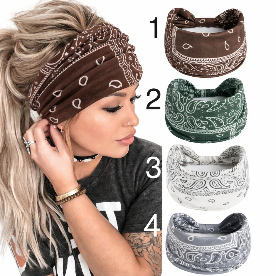 Bohemian Retro Yoga Headband For Fitness, Running Elastic Wide Headband