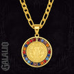 Unisex Colorful Crystal Saint Benedict Stainless Steel Medal Necklace