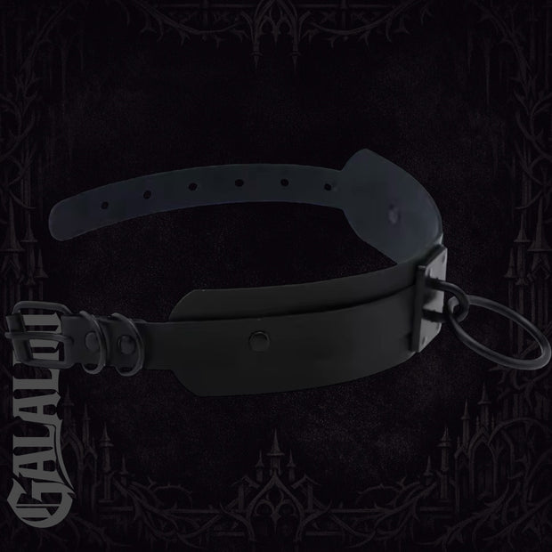 Punk Black O-Round Metal Leather Goth Fashion Choker Collar