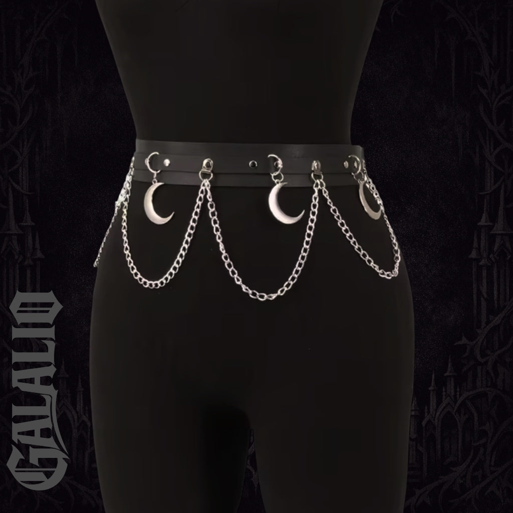 Women Punk Gothic PU Leather Waist Harness Garter Belt